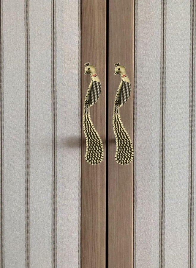 فاست مقابض أبواب عتيقة من النحاس الأصفر على شكل طاووس من FAST CP16 (12 بوصة، قطعتان) - Image 5